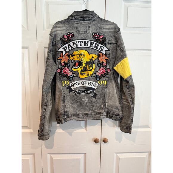 8/GHTH DSTRKT Distressed Black Acid-Wash Denim Jacket- Sz Med - Picture 7 of 7